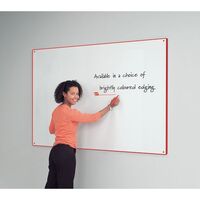 WriteOn® coloured edge whiteboards - 1200 x 2400, red edge