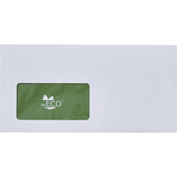 beECO Briefumschlag DIN lang, 110 x 220 mm, haftklebend, weiß, 80 g/m², mit Fens