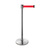 Barrier Post / Barrier Tape Post / Barrier Stand "Uno" | stainless steel cast iron with stainless steel cover brushed stainless steel red 3500 mm