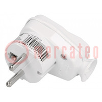 Connector: AC supply; male; plug; 2P+PE; 250VAC; 16A; white; PIN: 3