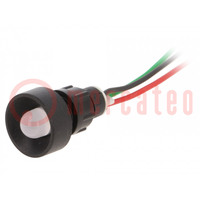 Kontrollleuchte: LED; konkav; rot/grün; 230VAC; Ø13mm; IP40