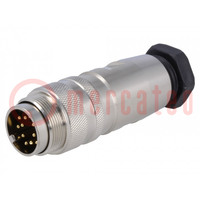 Connector: M16; plug; male; soldering; for cable; PIN: 12; 3A; 60V