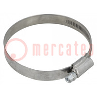Worm gear clamp; W: 12mm; Clamping: 60÷80mm; DD; W2; DIN 3017