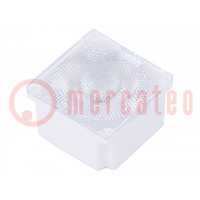 LED lens; square; polycarbonate; transparent; 45°; Colour: white