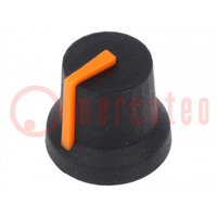 Knob; with pointer; rubber,plastic; Øshaft: 6mm; Ø16.8x14.5mm