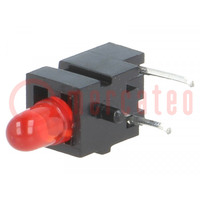 LED; in behuizing; rood; 3mm; Aant.diod: 1; 20mA; 60°; λd: 625nm