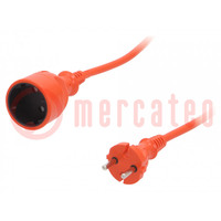 Extension lead; 2x1.5mm2; Sockets: 1; PVC; orange; 30m; 16A