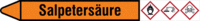 Rohrmarkierer mit Gefahrenpiktogramm - Salpetersäure, Orange, 3.7 x 35.5 cm