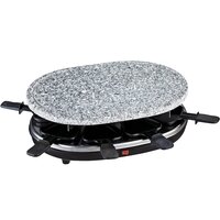 H.Koenig RP85 Raclette 8 Personas, Plancha de Piedra Natural, 900 W, Acero Inoxidable, Negro, 8 Sartenes Antiadherentes