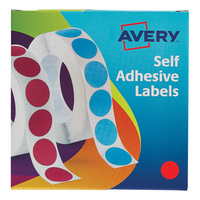 Avery Labels on Roll 19mm Red 24-506