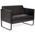 Loungesofa BALI BLACK Gestell schwarz Kunstleder glatt 2-Sitzer schwarz hjh OFFICE