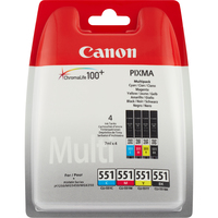 Canon CLI-551 nabój z tuszem 4 szt. Oryginalny Standardowa wydajność Czarny, Cyjan, Purpurowy, Żółty