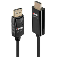 Lindy 40914 adapter kablowy 0,5 m HDMI Typu A (Standard) DisplayPort Czarny