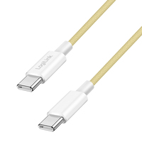 LogiLink USB 2.0 Type-C-Kabel, C/M zu C/M, Nylon-Ummantelung, 60W, gelb, 0,5 m