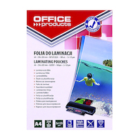 Folia do laminowania OFFICE PRODUCTS, A4, 2x125mikr., błyszcząca, 100szt., transparentna