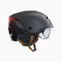 City Cycling Helmet With Visor And Rear Light 900 - Black - L/59-62cm