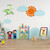 Relaxdays Kinderregal, 3 Ablagen, MDF & Holz, HxBxT: 69,5 x 48 x 24 cm, Wachsmalstifte Design, Bücherregal Kinder, bunt