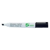 5 Star Eco Drywipe Marker Dry Wipe Chlorine-free Chisel Tip 2-5mm Line Black [Pack 10]