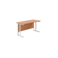 Jemini Cantilever Rectangular Desk 1400x600mm Beech/White KF806387