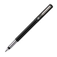 Parker Vector Fountain Pen Black/Stainless Steel Barrel Blue Ink