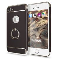 NALIA Custodia con anello compatibile con iPhone 7, Ring-Case Rigida 360 Gradi Protettiva Rotazione Kickstand Cellulare, Cover Protezione Telefono Bumper Sottile - Nero
