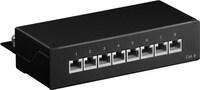 CAT 6 Mini/Desktop Patch Panel, 8 Port, (1 HE), Schwarz - STP geschirmt, schwarz