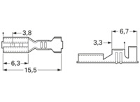 Unisolierte Flachsteckhülse, 4,8 x 0,5 mm, 0,5 bis 1,0 mm², AWG 20 bis 18, Messi