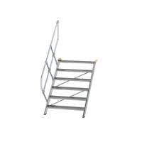 Treppe 45° Stufenbreite 1000 mm, 6 Stufen, Aluminium geriffelt