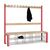 Childrens single sided cloakroom bench with 8 shoe baskets, red frame, 1200mm wide