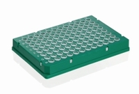 PCR-Platten 96 well Rigid Frame | Beschreibung: ganzer Rahmen grün Wells transparent Low Profile