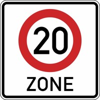 Verkehrszeichen VZ 274.1-20 Beginn einer Tempo 20-Zone, 600 x 600, Alform, RA 1