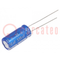 Capacitor: electrolytic; THT; 330uF; 25VDC; Ø8x16mm; Pitch: 3.5mm