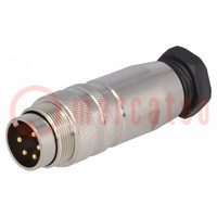 Connector: M16; plug; male; soldering; for cable; PIN: 5; 6A; 250V