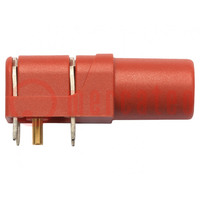 Connettore: banana 4mm; presa; 24A; 1kV; rosso; dorato; PCB; 10mΩ