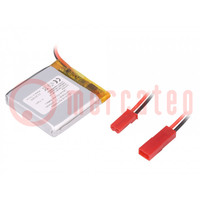 Acum: Li-Po; 3,7V; 1000mAh; cables,terminal JST SYR-02T