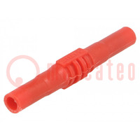 Contact; banaanstekker 4mm; 15A; 1kV; rood; vernikkeld; geïsoleerd