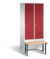 C+P Garderobenschrank mit 100 mm hohen Füßen, 2x400er Abteile, 7035/3003 | CA5873-3003