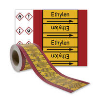 SafetyMarking Rohrleitungsband, Ethylen, Gruppe 4, gelb, DIN 2403, Länge 33m