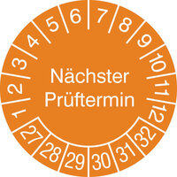 Prüfplakette, Nächster Prüftermin, in Jahresfarbe, 500 Stück / Rolle, 2,0 cm Version: 27-32 - Prüfplakette 2027-2032