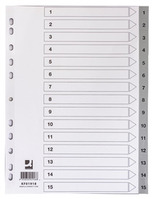 Ordnerregister 1-15 A4 Polypropylen grau Indexblatt Q-CONNECT KF01918