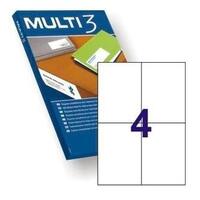 MULTI-3 ETIQUETAS ADHESIVAS 105X148MM INKJET/LÁSER C/RECTOS 4 X 100H BLANCO