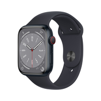 Apple Watch Series 8 OLED 45 mm Cyfrowy 396 x 484 px Ekran dotykowy 4G Czarny Wi-Fi GPS