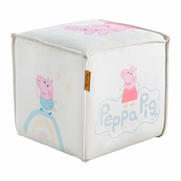 roba Kinderhocker 'Peppa Pig' in Würfelform - Samtbezug in Beige + Peppa Print