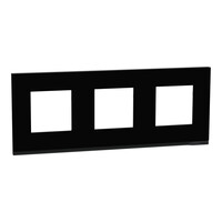 Unica Pure - plaque de finition - Gomme noire liseré Anthracite - 3 postes (NU600682)