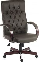 Warwick Antique Style Bonded Leather Faced Executive Office Chair Brown - B8501BN -