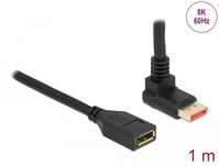 DisplayPort Verlängerungskabel Stecker 90° oben gewinkelt zu Buchse 8K 60 Hz, schwarz, 1 m, Delock®