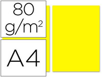 Papel Color Liderpapel A4 80G/M2 Amarillo Paquete de 100
