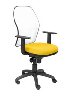 Silla Operativa de oficina Jorquera malla blanca asiento bali amarillo