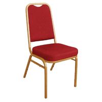 Bolero Squared Back Banqueting Chair Seat in Red - Steel Frame - Pack x4 - 895mm