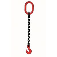 Kuplex grade 8 and 10 chain slings, 2m reach - with sling hooks, single leg